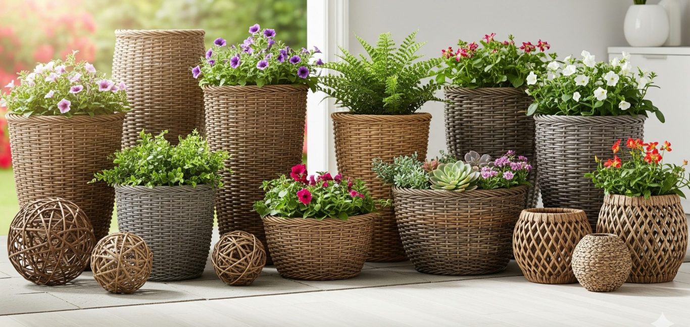 Kreative Gefäse, Körbe, Übertöpfe aus Rattan Rattan-Körbe, Übertöpfe, Gefäße