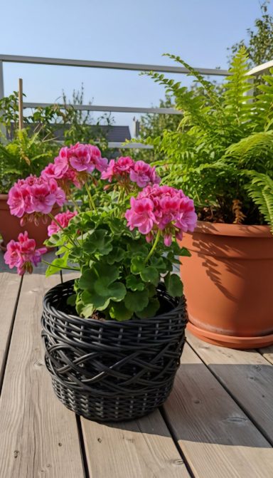 Übertopf mit Muster aus Rattan Übertopf „Schwarze Tulpe“